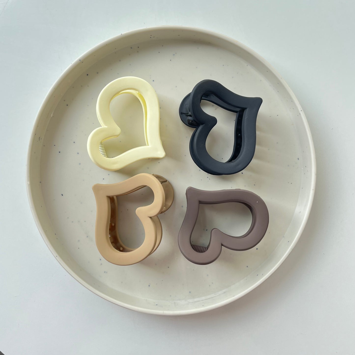 Heart Claw Clip Set – 4 Neutral Colors | Matte Hair Claws for All Hair Types
