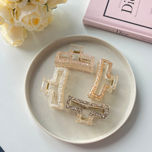 Luxury Hair Claw Set – 4 Sparkly Rhinestone Claw Clips for Elegant Hairstyles