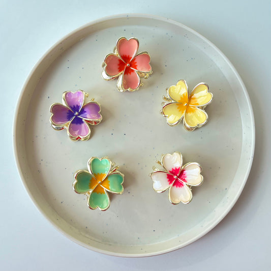 Gold Floral Hair Claw Clip - Set of 5 Piece Luxury Flower Clips