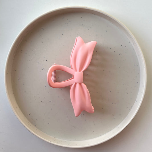 Matte Bow Hair Claw Clip – Elegant Soft Touch Ribbon Claw for Women & Girls