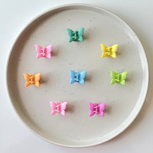 Mini Butterfly Hair Claw Set – 8 Matte Pastel Butterfly Clips for Women & Girls