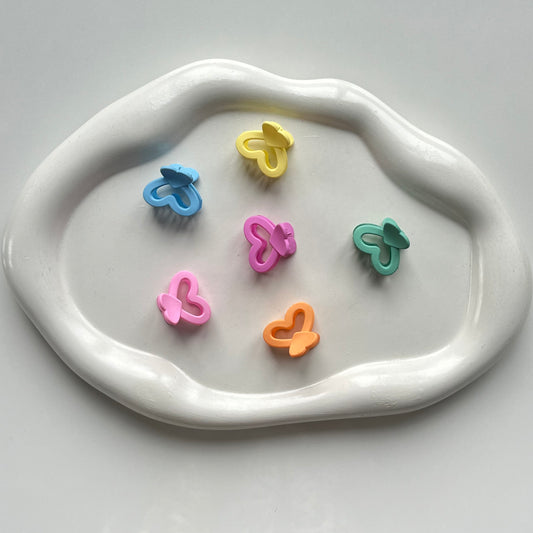 Hollow Butterfly Mini Hair Claw Set – 6 Matte Pastel Small Claw Clips for Women & Girls